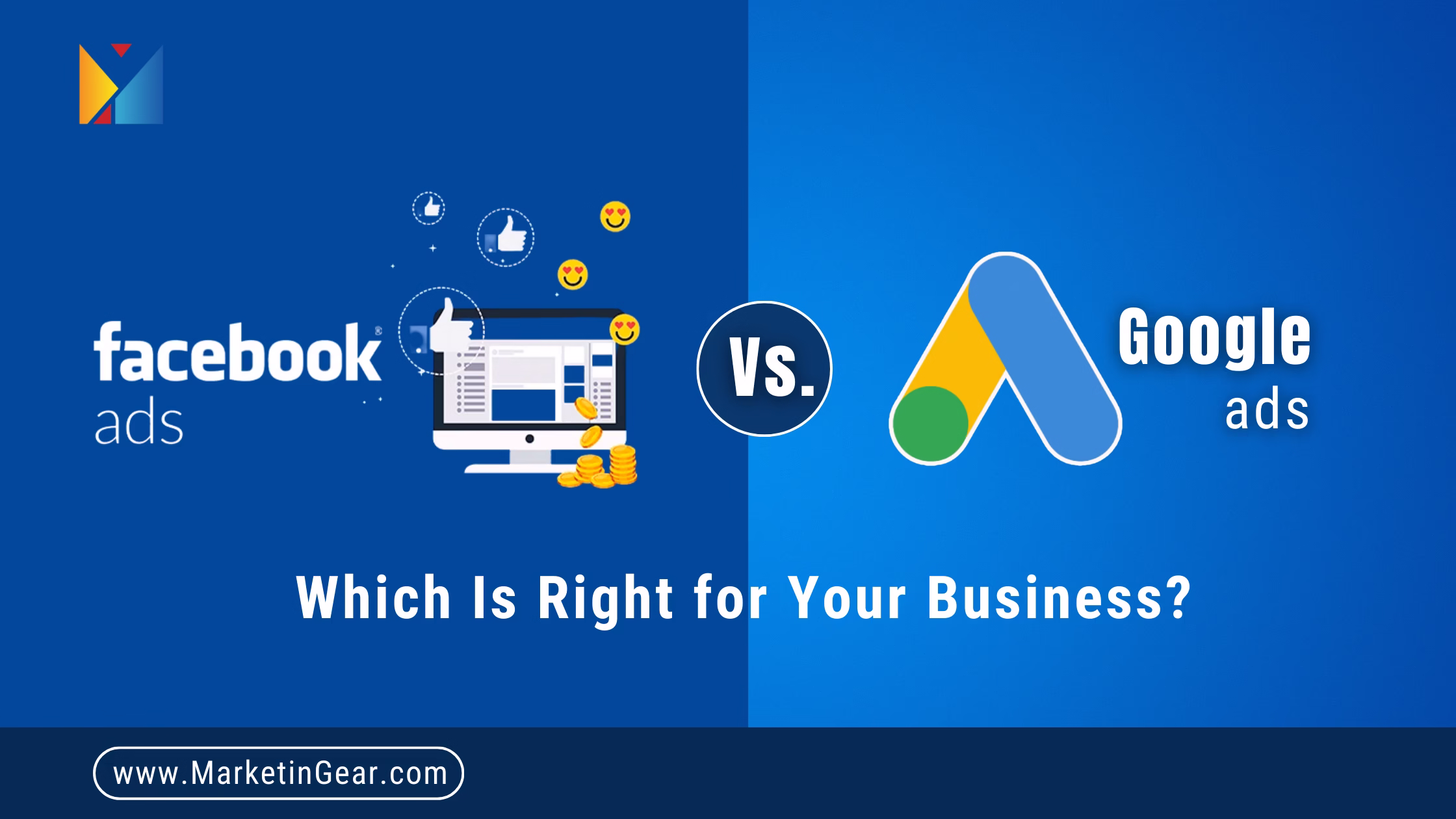 Google Ads vs Facebook Ads comparison chart for small business