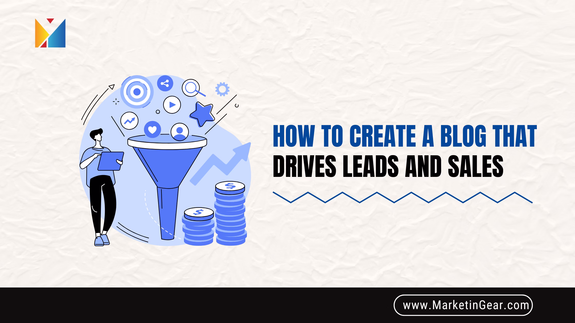 Business owner planning blog for lead generation and sales