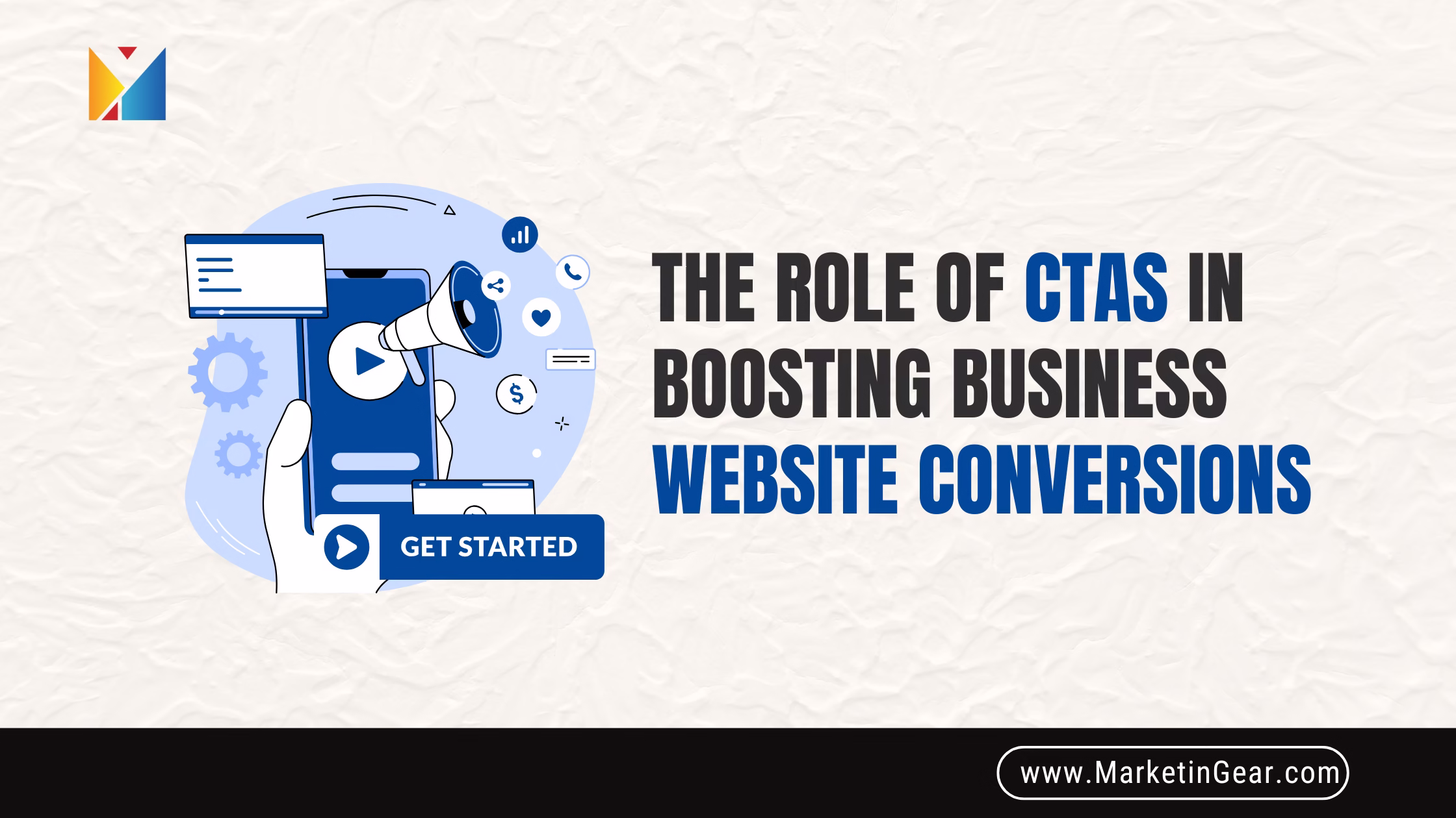 Businesswoman clicking a bold website CTA button for higher conversions